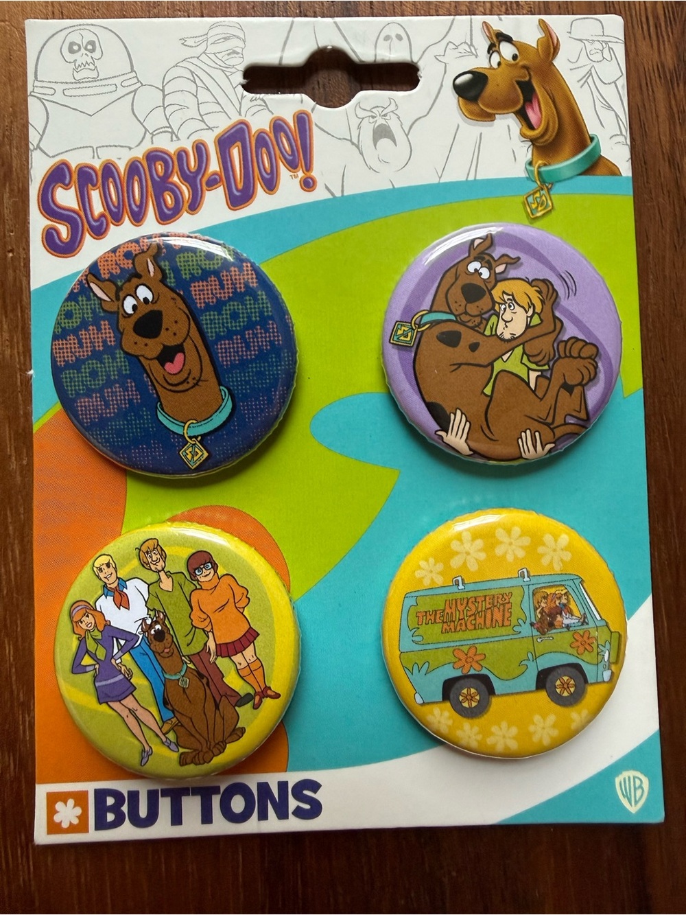 Scooby-Doo™ Yellow & Purple Enamel Brooch Button Set - 4-Pack Daphne